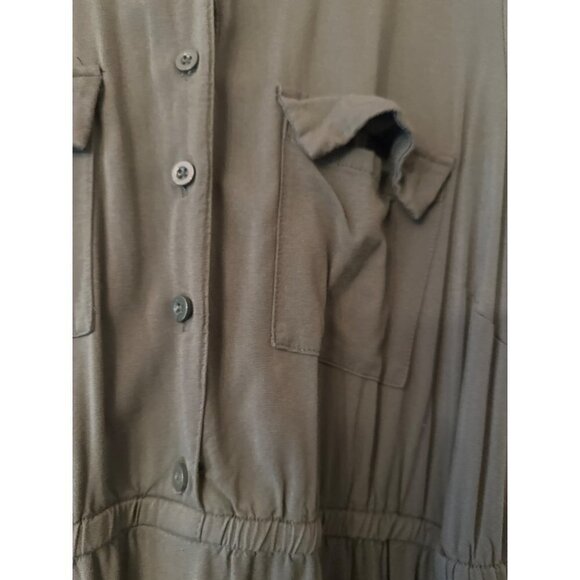 Torrid Olive Green Twill Button Front Waist Tie Shirt Dress Size 1 - Picture 3 of 7